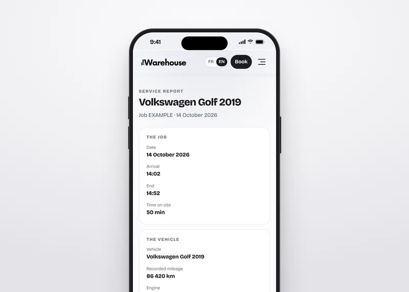 Screenshot of a service report on a phone (example)